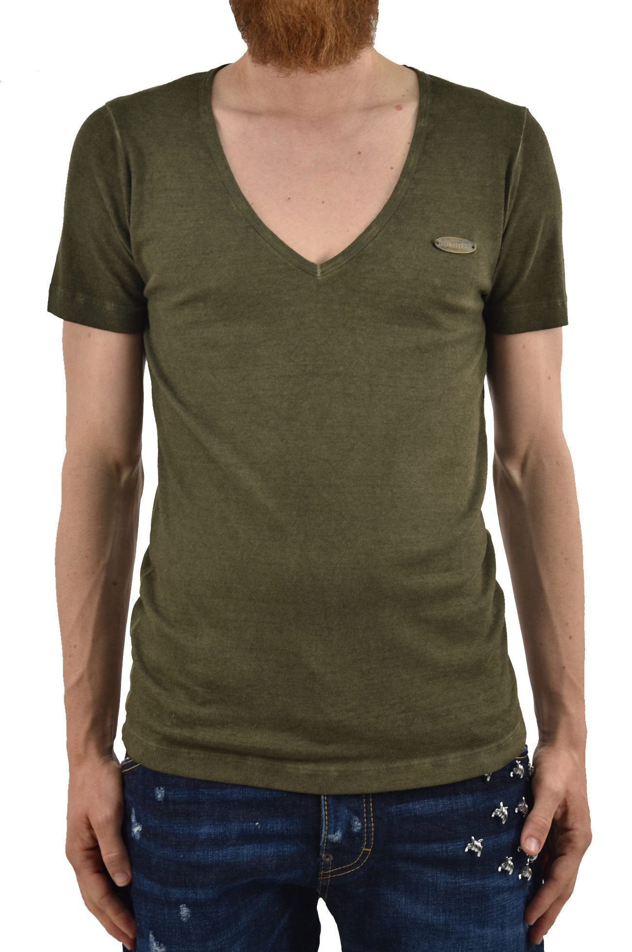 Dsquared2 T-Shirt Verde Uomo Targhetta Mod.S74GC0669S21780692