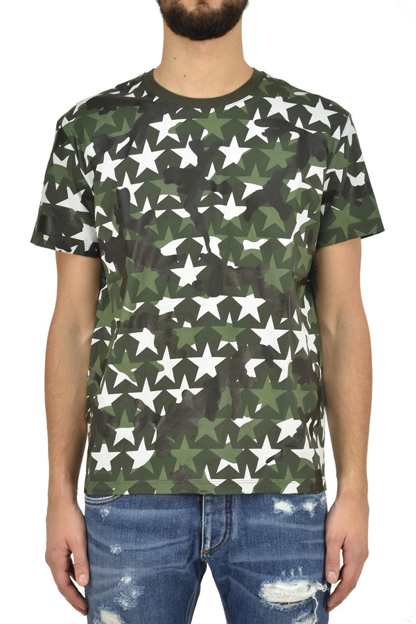 VALENTINO Men's Green T-shirt Waxed Cotton Mod.MV3MG00W3T7Z56